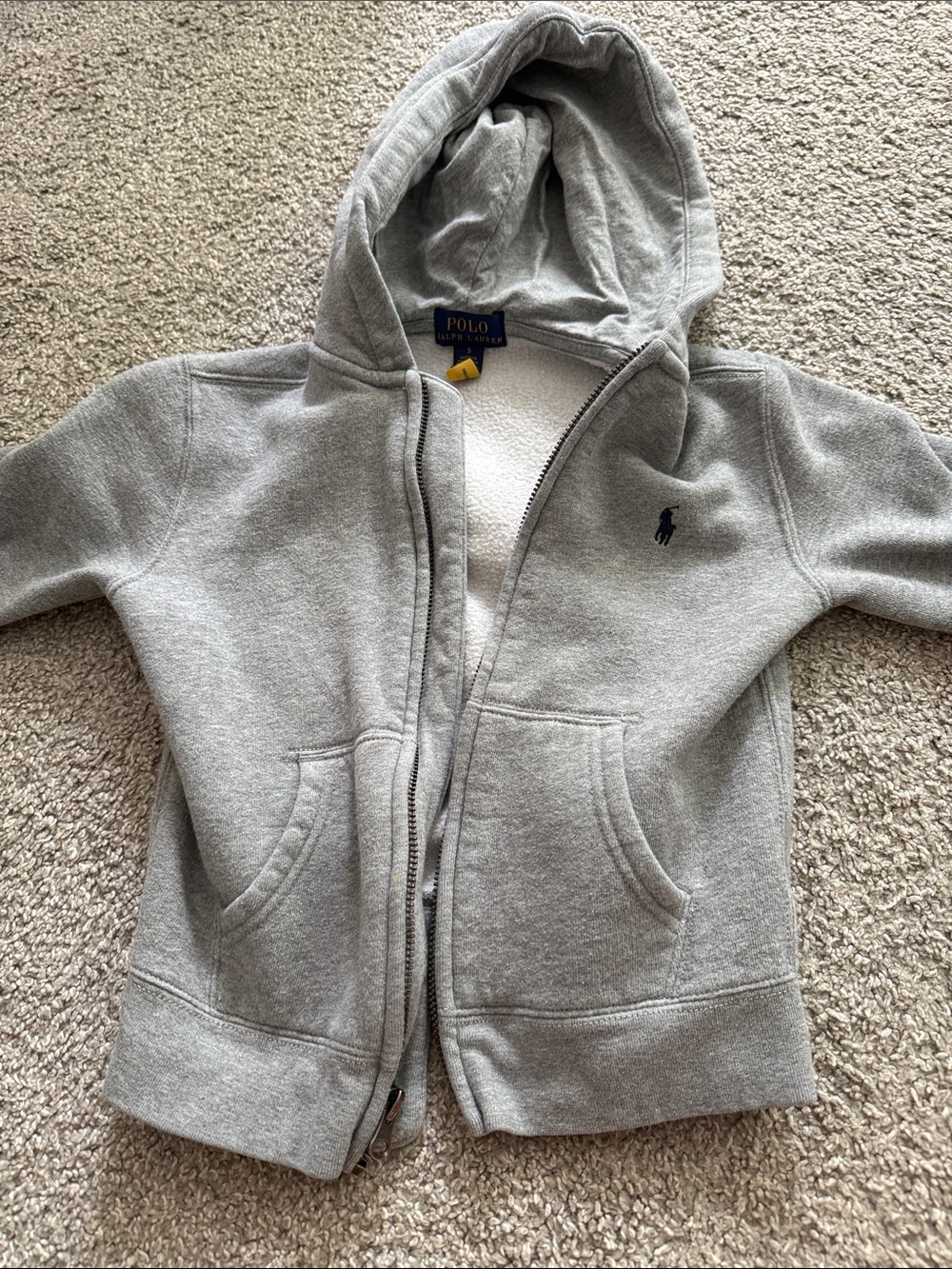 Polo by Ralph Lauren Light Gray Kids Hooded Zip Sweatshirt